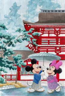 Jordi Juan Pujol - Mickey & Minnie: Tribute to Kawase Hasui’s "The Kasuga Shrine in Nara" (1933) - Original Painting - | Catawiki