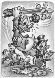 Joan Vizcarra - Donald Duck’s Furious Golf Game! - Original Pencil Drawing - Hand Signed | Catawiki