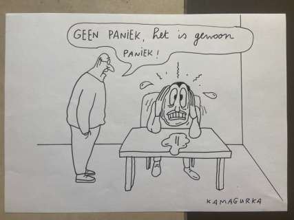 Kamagurka - Original drawing - Kamagurka - Paniek | Catawiki