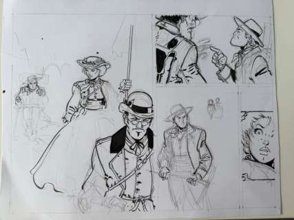 Meynet, Félix - Projet demi-planche originale Sauvage et Mirabelle en petite tenue - 3 Commission Drawing | Catawiki