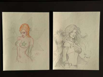 Greg Eliott + Paul Renauld - 2 Original drawing - Poison Ivy + Red Sonja | Catawiki
