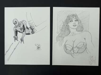 Mario Alberti und Jim Balent - 2 Original drawing - Spiderman und Wonderwoman | Catawiki