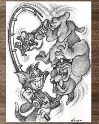 Joan Vizcarra - 1 Original drawing - Tom & Jerry’s Catch of the Day | Catawiki