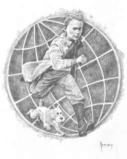 Maren Dessin original au crayon - Tintin & Snowy Tribute – Hand Signed | Catawiki