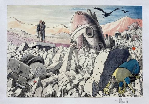 Lebeault, Fabrice - 1 Original colour drawing - Horlogion - 2021 | Catawiki