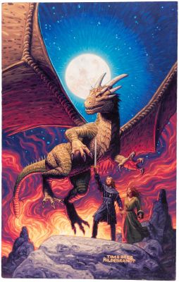 Lot 25 - THE BROTHERS HILDEBRANDT "DRACO ON THE MOUNTAIN" DRAGONHEART #2 COMIC BOOK COVER ORIGINAL ART PAINTING. | Hake’s