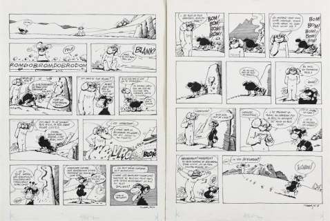 F’MURRR. Alp 9. Pl. 161A et 161B. Encre. 43 x 32,5 cm environ. Au dos: | Aponem