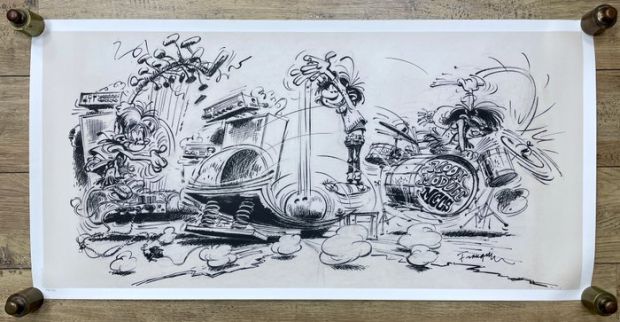 Franquin - 1 Fac-similé - Gaston - le Band à Gaston + tiré à part collector + tube original - Khani Editions - 5ex. ayants droits - 2017 | Catawiki