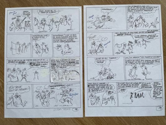 Cauvin, Raoul - 2 Original preliminary page - Les Tuniques Bleues - Quantrill - 1994 | Catawiki