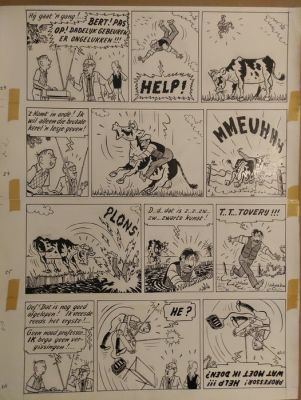 Pom - 1 Original page - Piet Pienter en Bert Bibber - De anti-zwaartekracht-generator - 1959 | Catawiki