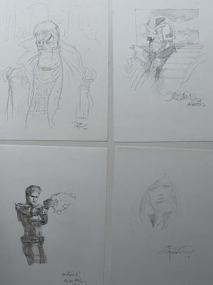 John. M. Burns, Dave Taylor, Ian Gibson, Mike Dowling - 4 Original drawing - Judge Dredd | Catawiki