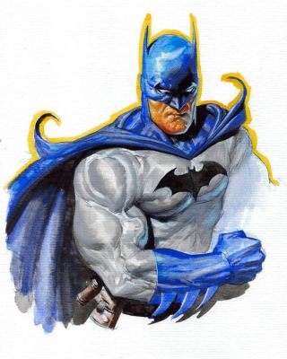 Ariel Olivetti Œuvre d’art - Classic Batman – Hand Signed Original Acrylic Artwork (2024) | Catawiki