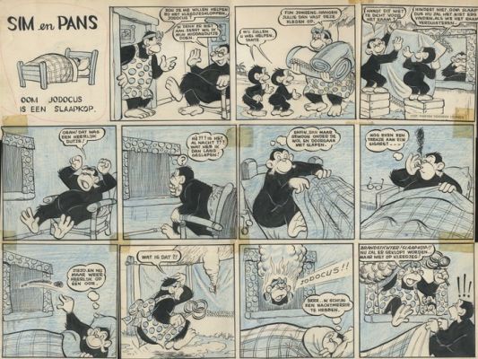 Marten Toonder Studio’s (Wim Lensen) - 1 Original page - Sim en Pans - Oom Jodocus is een slaapkop - 1949 | Catawiki
