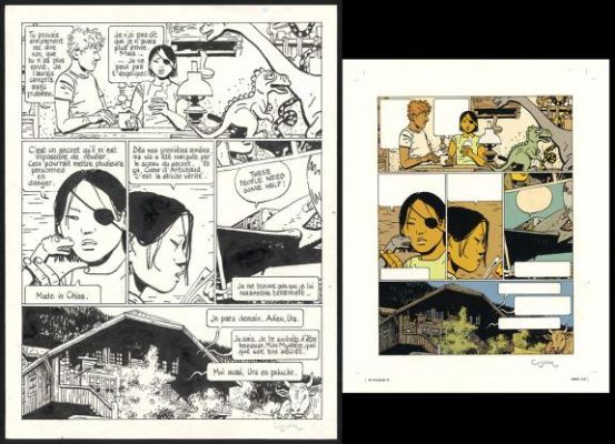 Cosey | Planche originale n°30 accompagnée de sa mise en couleurs - Yiyun | Daniel Maghen