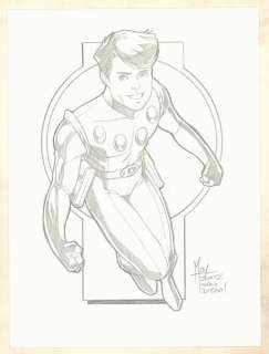 Jeff Moy - cosmic boy from the legion of super-heroes pencil commission - 2002 signed
