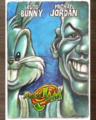 Joan Vizcarra Œuvre originale - Space Jam Legends (Bugs Bunny & Michael Jordan) – Hand Signed Original Painting | Catawiki