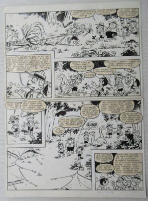 Berck - 1 Original page - La patrouille des astucleux / De donderpadjes - en het monster van het Trubbelermeer / Le prisonnier du marais - 1973 | Catawiki