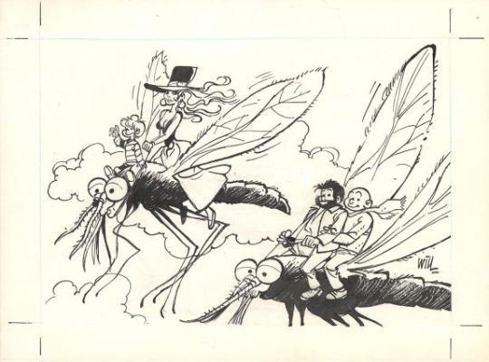 Will | Illustration originale pour un tirage limité, distribué aux invités du cocktail de présentation à la presse de la suite thématique Le Moustique du Journal de Spirou en 1985 - Isabelle | Daniel Maghen