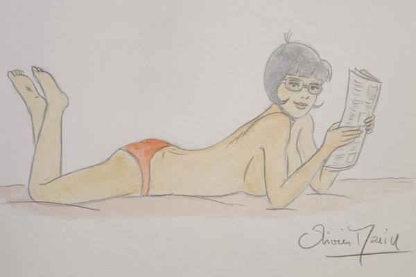 Olivier Marin - 1 Colour pencil drawing - Les enquêtes auto de Margot