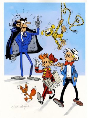 Formosa, Gil - 1 Original colour drawing - Spirou et Fantasio - Spirou, Fantasio, Zorglub, Spip et le Marsupilami | Catawiki