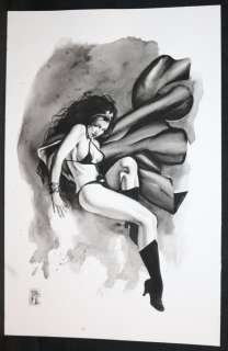 Gene Espy - shadow lass from the legion of super-heroes b&w watercolor commission - 2012 signed