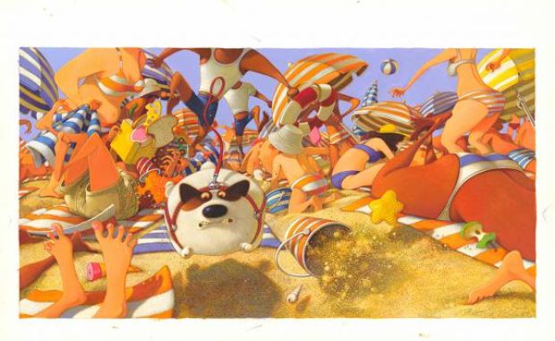 Frédéric Pillot | Illustration originale - Edmond à la plage - Edmond | Daniel Maghen