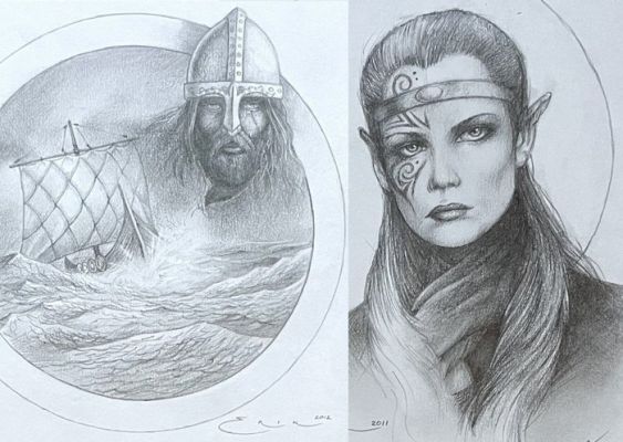Ihsahnity (Doppenberg, Erik) - 2 Original drawing - Vikings - 2011 | Catawiki