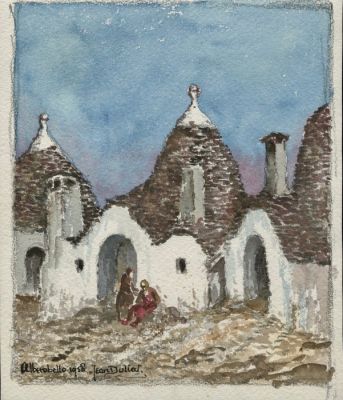 Dulieu, Jean - 1 Original colour drawing - Vrij werk - Alberobello - gesigneerd - 1958 | Catawiki