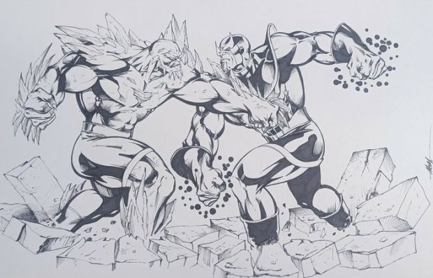 Mc Wyman - 1 Original drawing - Thanos - Vs Doomsday - 2011 | Catawiki