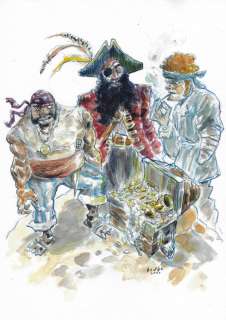German Genga | Ilustraciones German Genga - Pirates - A3 watercolors | NRisso Art