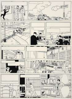 De MOOR, Bob (1925-1992) - L‘énigmatique Mr Barelli Encre de Chine pour la planche 2 de cet album paru dans...