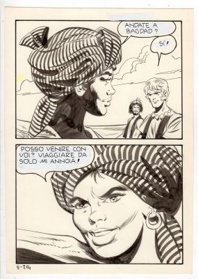 Leone Frollo | Tavola originale per Lucifera 9. Tavola riutilizzata per il numero 5 della miniserie di Lucifera pubblicata nel 1992. Baloon riscritti. Cm. 14,5 x 20,5. Anno di esecuzione 1972. Lucifera 9 pag. 9. | Art e Fumetto