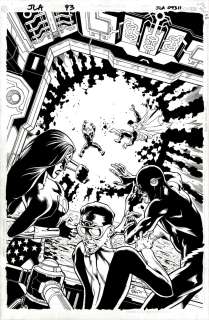 Doug Mahnke , Tom Nguyen - Jla #93 Cover (Wonder Woman, Flash, & Plastic Man Watch Superman & Green Lantern Get Sucked Out To a New Sun!) 2003