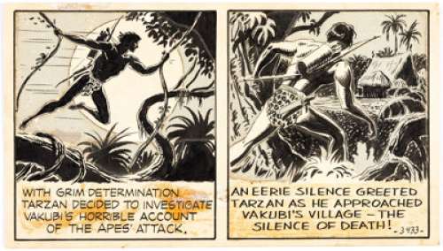 Bob Lubbers Tarzan #3433 Partial Daily Comic Strip Original Art dated 1-8-51 (King Features Syndicate, 1951). - | Heritage