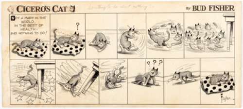 Al Smith (signing as Bud Fisher) Cicero’s Cat Sunday Comic Strip Original Art dated 7-8-51 (King Features Syndicat... | Heritage