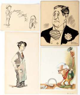 Frank Wing, Bob Dunn, and Others Milt Gross and Other Caricatures Original Art Group of 10 (c. 1920s-70s). A -