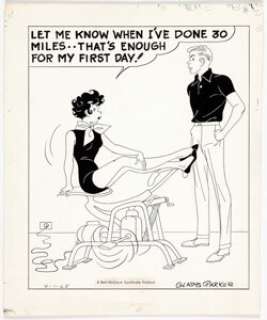 Gladys Parker Mopsy Daily Comic Strip Original Art dated 4-1-65 (Bell-McClure Syndicate, 1965). A late-in-life -