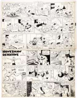 Rudolph Dirks/Gus Mager The Captain and the Kids and Hawkshaw the Detective Sunday Comic Strip Origina... | Heritage