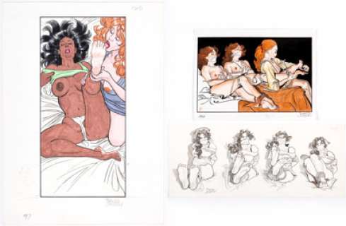 Franco Saudelli - Bondage Illustrations Original Art Group of 3 (c. 1990s). Women in predicaments is the theme for - | Heritage