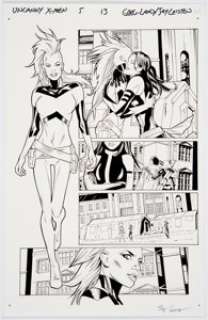 Greg Land and Jay Leisten Uncanny X-Men #5 Story Page 13 Original Art (Marvel, 2016). Storm embraces Psylocke as - | Heritage