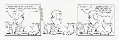 Jim Davis Garfield Daily Comic Strip Original Art dated 7-17-01 (United Feature Syndicate, 2001). Jon has read - | Heritage