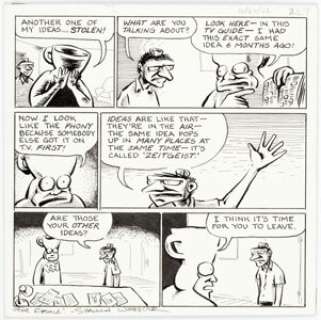 Shannon Wheeler Too Much Coffee Man Comic Strip Original Art dated 10-27-02 (Austin American Statesman, 2002)....
