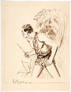 Rex Maxon - Tarzan Illustrations Original Art (1931). Fine example of Edgar Rice Burroughs’ jungle hero by Rex - | Heritage