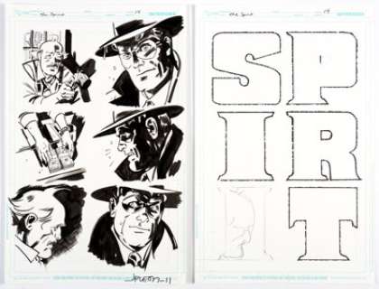 John Paul Leon - The Spirit: First Wave #16 Title Page 14 Original Art Group of 2 (DC, 2011).