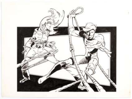 Joe Staton - E-Man and Nova Kane Illustration Original Art (c. 2000s). The co-creator of E-Man and Nova turns in a -