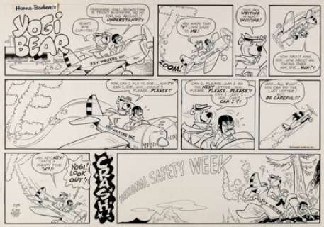 Gene Hazelton - Yogi Bear Sunday Comic Strip Original Art dated 2-25-68 (McNaught Syndicate/Hanna-Barbera, 1968).