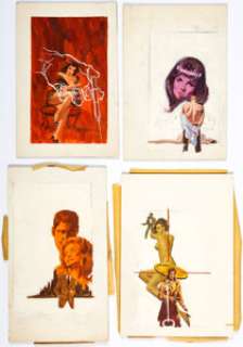 Victor Prezio - Paperback Novel Cover Preliminary Painting Original Art Group of 4 (c. 1960-70s). These four - | Heritage