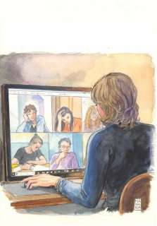 Milo Manara | “Professeure”?Aquarelle sur papier 25 x 36 cm | Tessier Sarrou