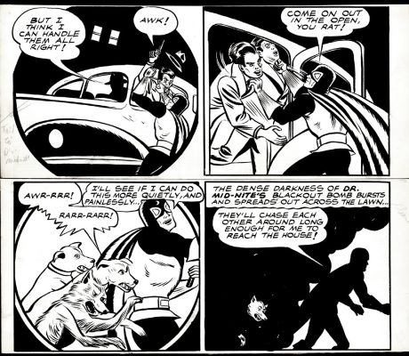 Stan Asch - Very Rare Golden Age Dr. Midnite 2/3 Battle Page with Him in Every Panel Battling Thugs & Dogs!) 1940S