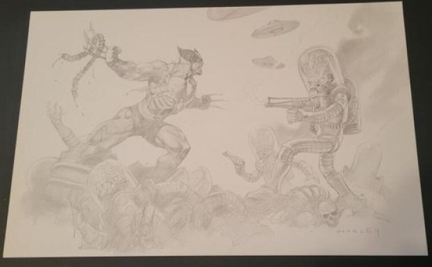 ALEX HORLEY original art, WOLVERINE vs MARS ATTACKS, 11x17 Martian Battle, Claws | eBay US